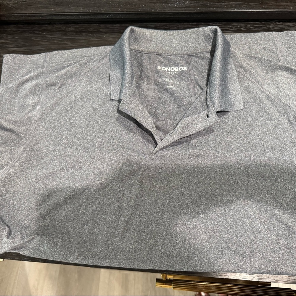 Bonobos Gray Polo Shirt Classic Collar Performance Wear slim fit size L